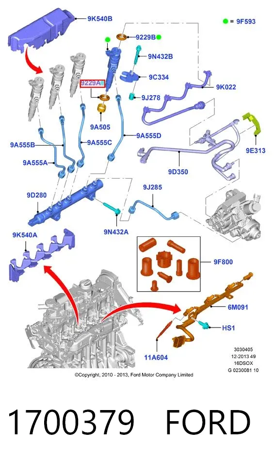Junta de inyectores 1700379 Ford