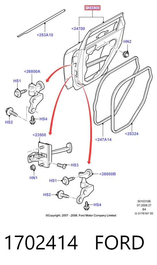 Puerta trasera izquierda 1702414 Ford