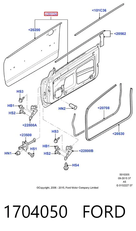 Puerta delantera derecha 1704050 Ford