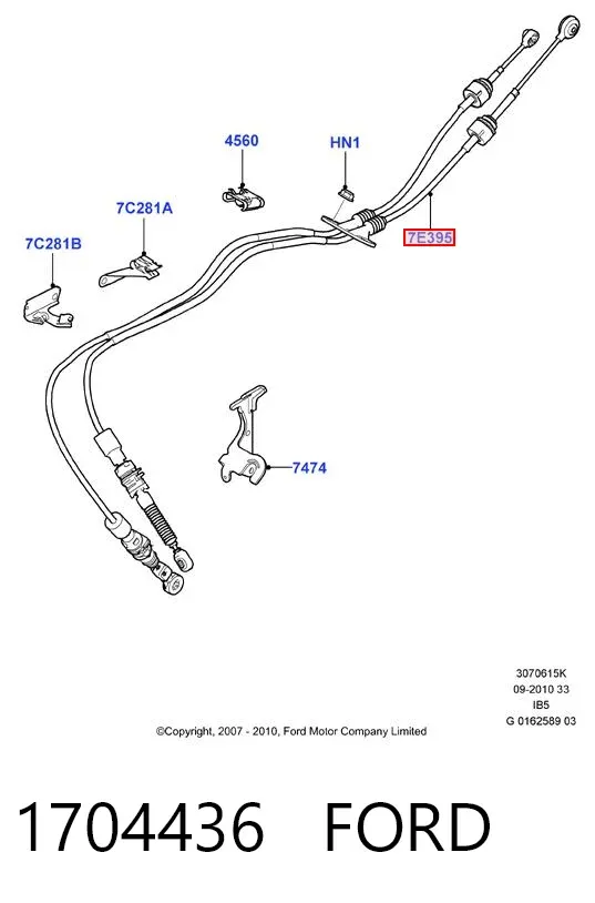 Cables de caja de cambios 1704436 Ford