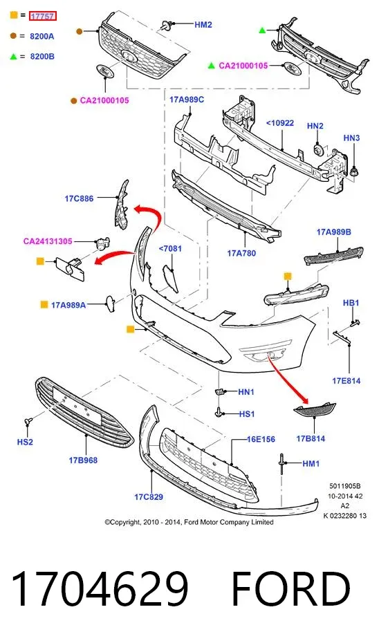 Paragolpes 1704629 Ford