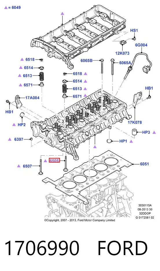 Válvula escape 1706990 Ford