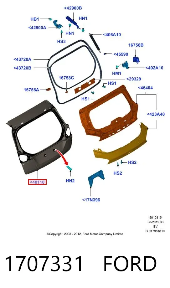 Puerta trasera Ford Kuga I