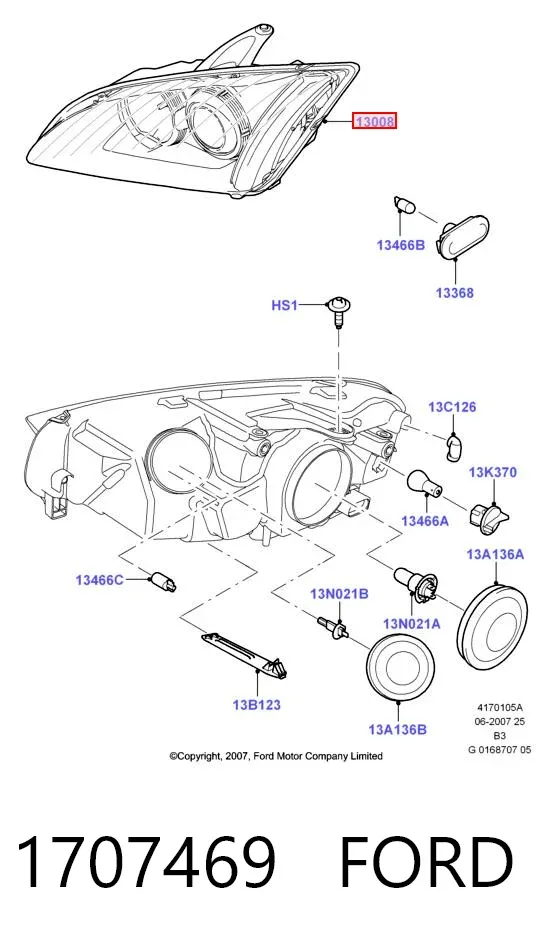 Faro izquierdo 1707469 Ford