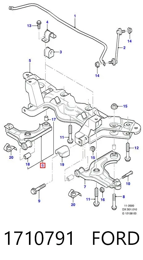 Brazo inferior derecho de la suspensión delantera 1710791 Ford