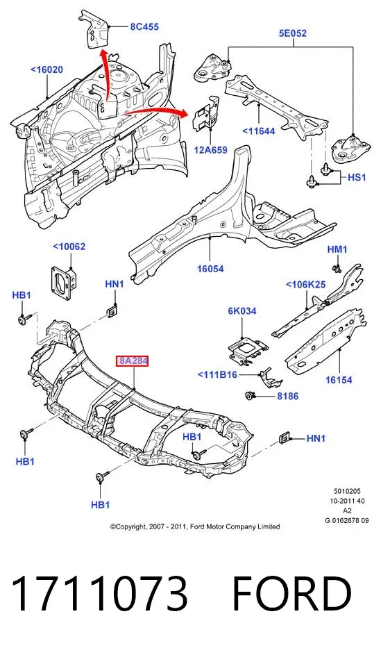 Soporte de radiador 1711073 Ford
