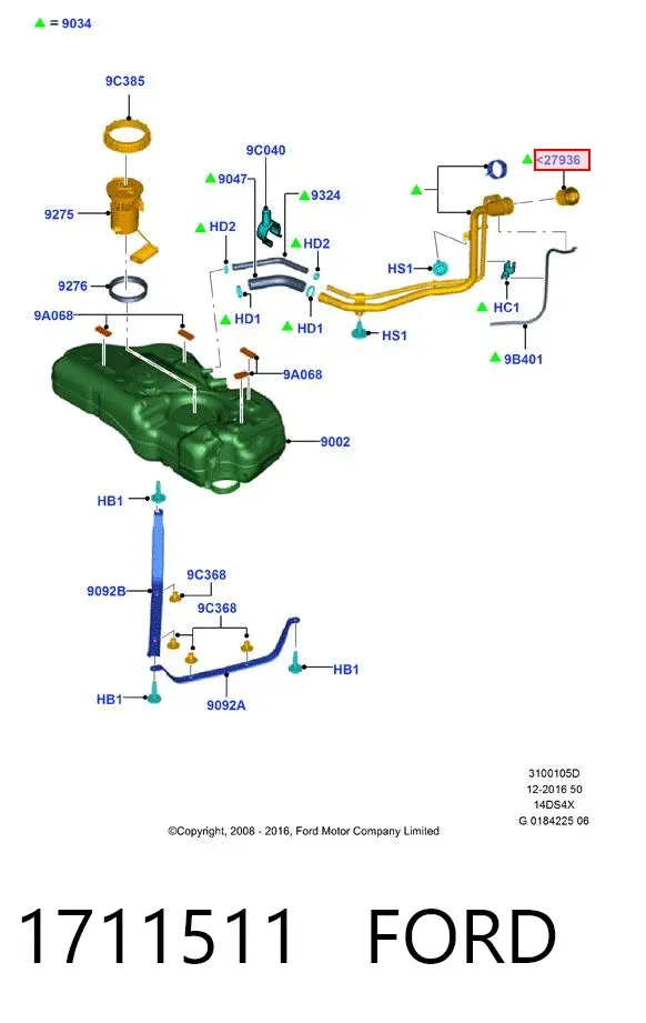Tapa de depósito de combustible 1711511 Ford