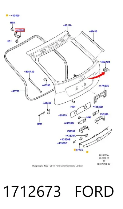 Bisagra de puerta trasera FORD 1712673