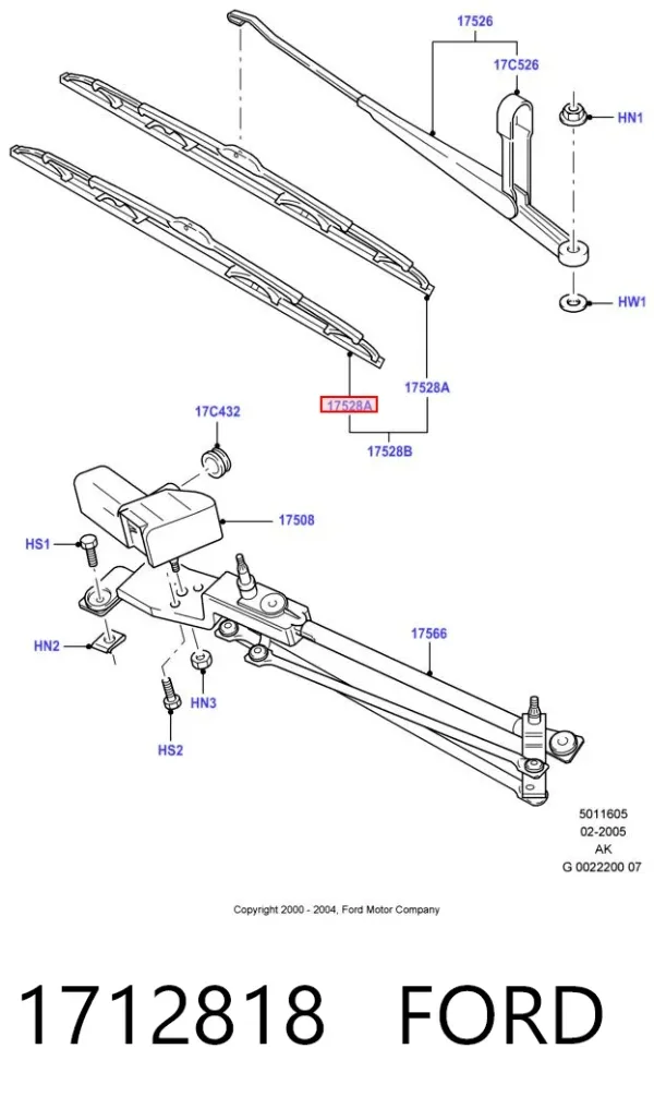 Limpiaparabrisas delanteras 1712818 Ford