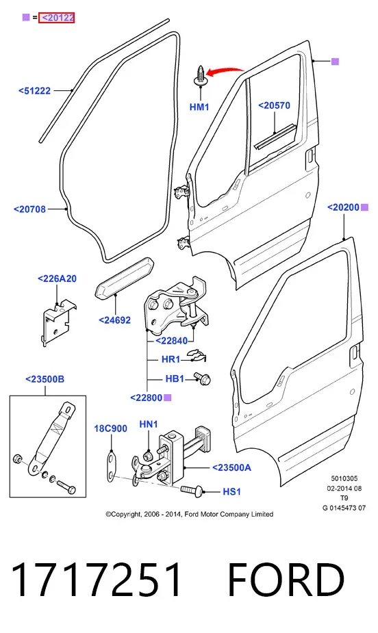 Puerta delantera izquierda 1717251 Ford