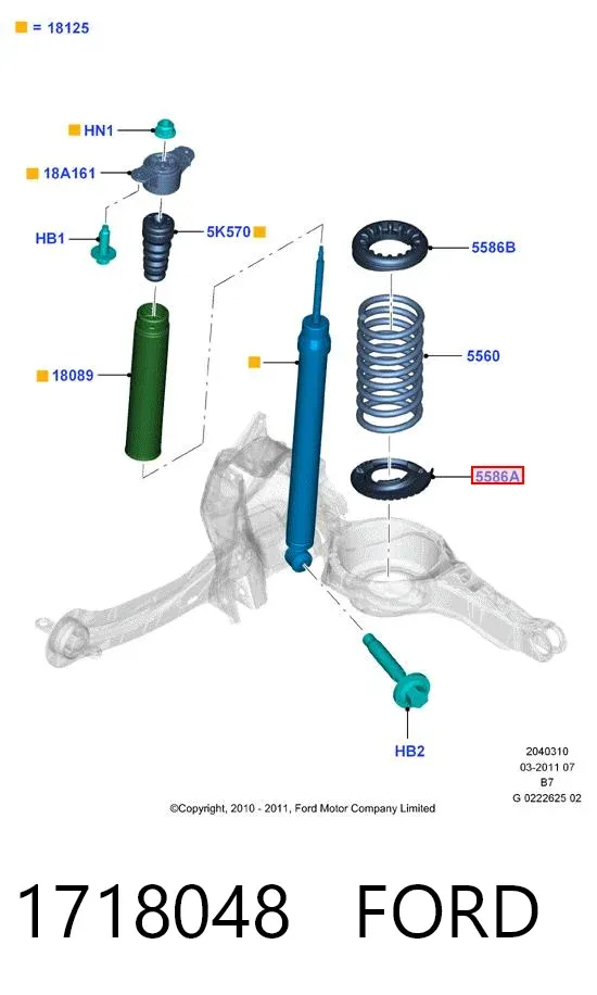 Aislador de resorte trasero inferior de goma 1718048 Ford