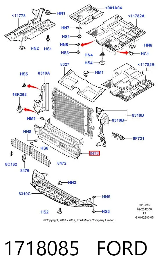 Persiana del radiador 1718085 Ford