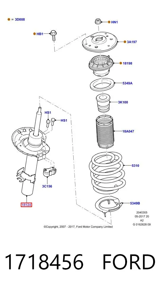 Amortiguador delantero derecho 1718456 Ford