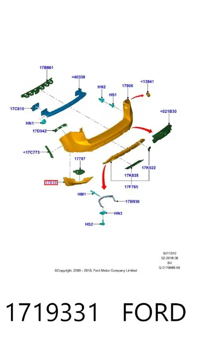Parachoques trasero, parte izquierda FORD 1719331