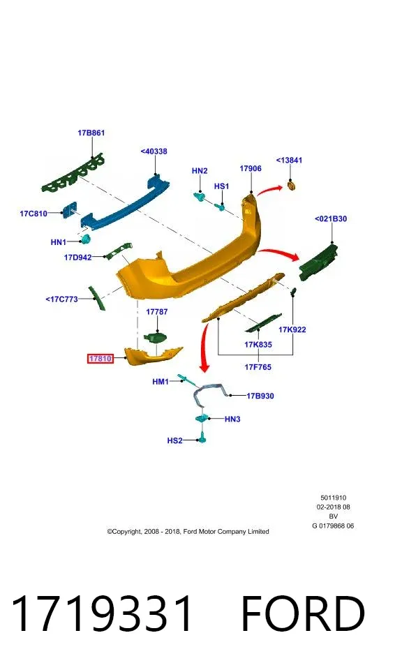 Parachoques trasero, parte izquierda 1719331 Ford