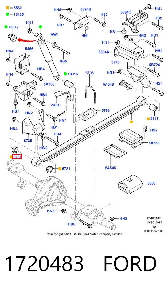 Silentblock delantero de ballesta trasera 1720483 Ford