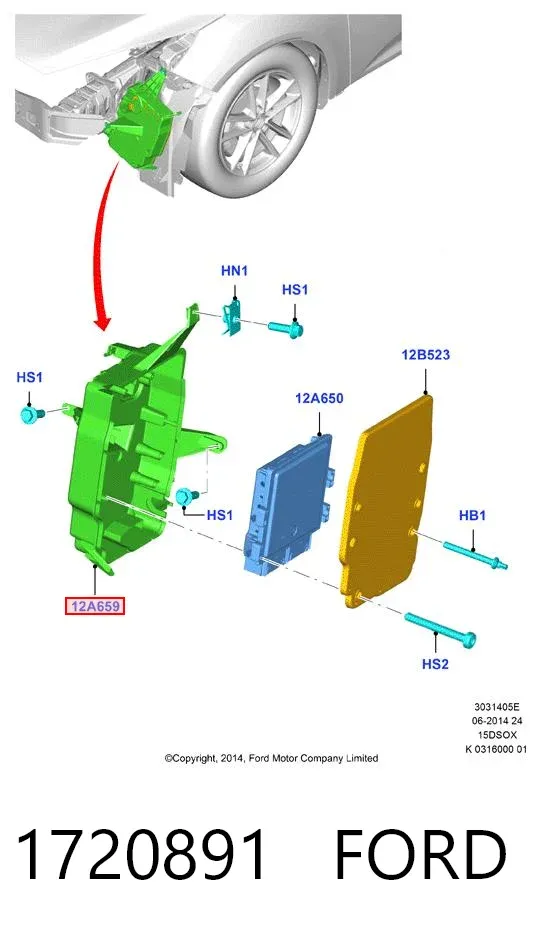 Carcasa de la caja de fusibles 1720891 Ford