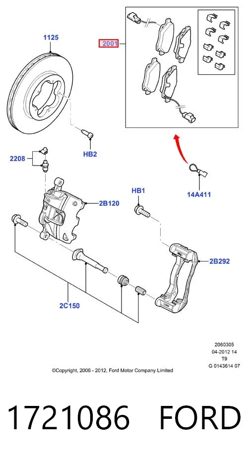 Pastillas de freno 1721086 Ford