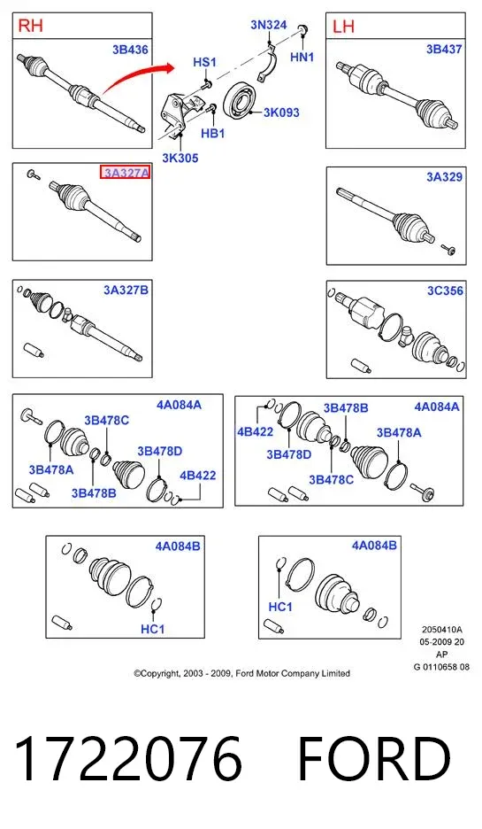 Junta homocinetica 1722076 Ford