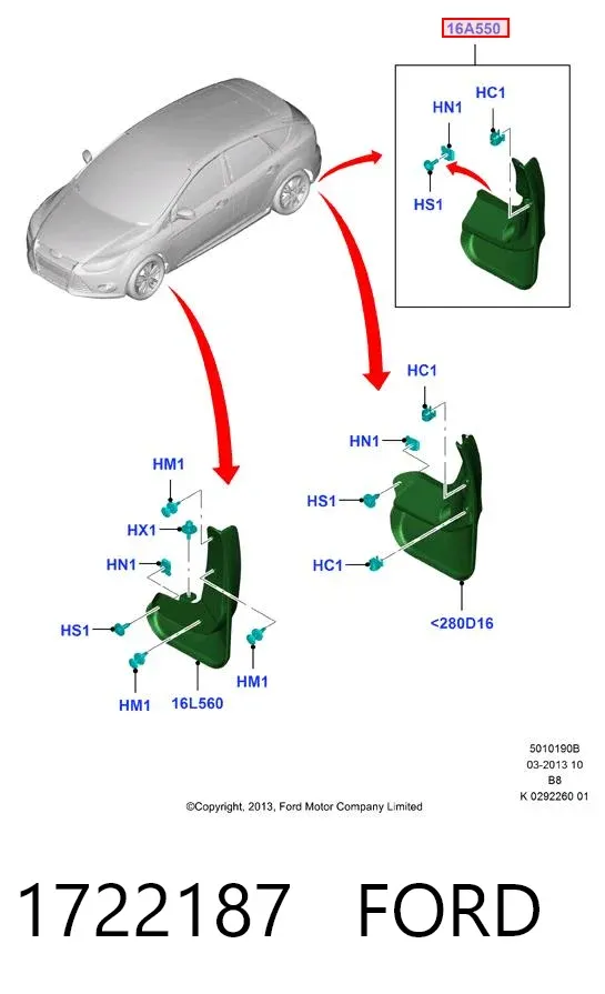 Faldillas guardabarros traseros 1722187 Ford