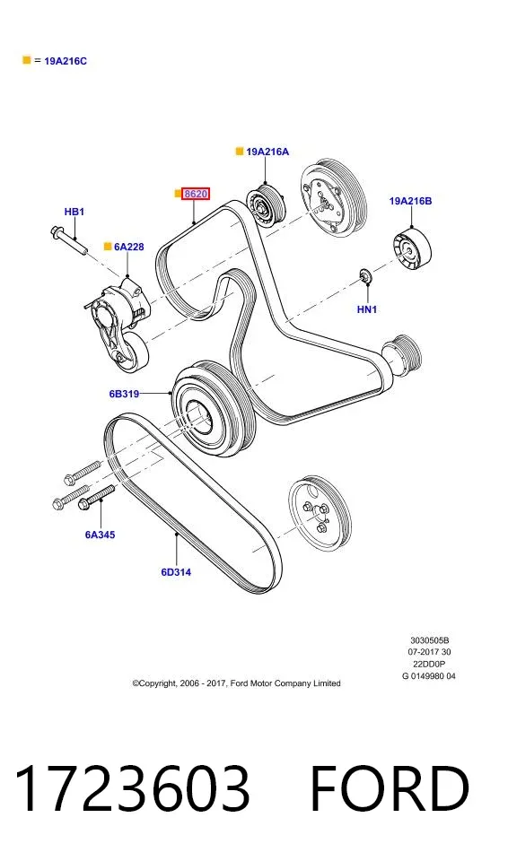 Correa de alternador 1723603 Ford