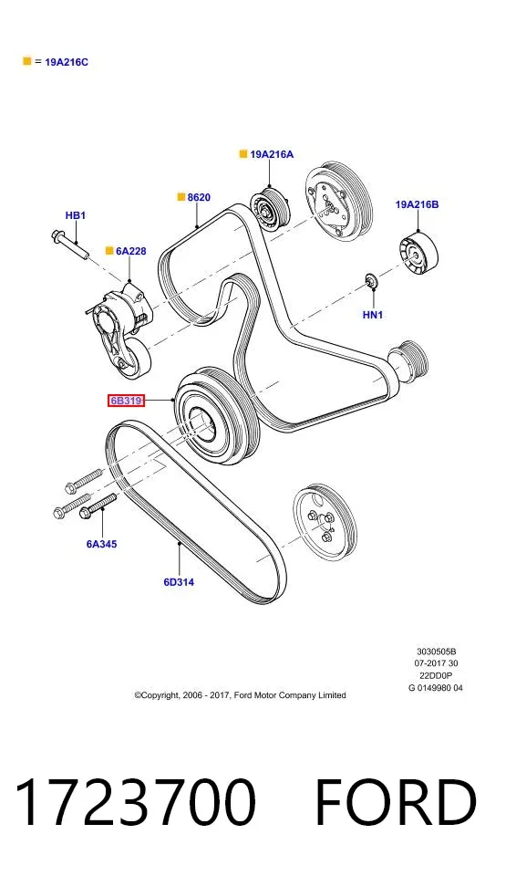Polea de cigüeñal 1723700 Ford