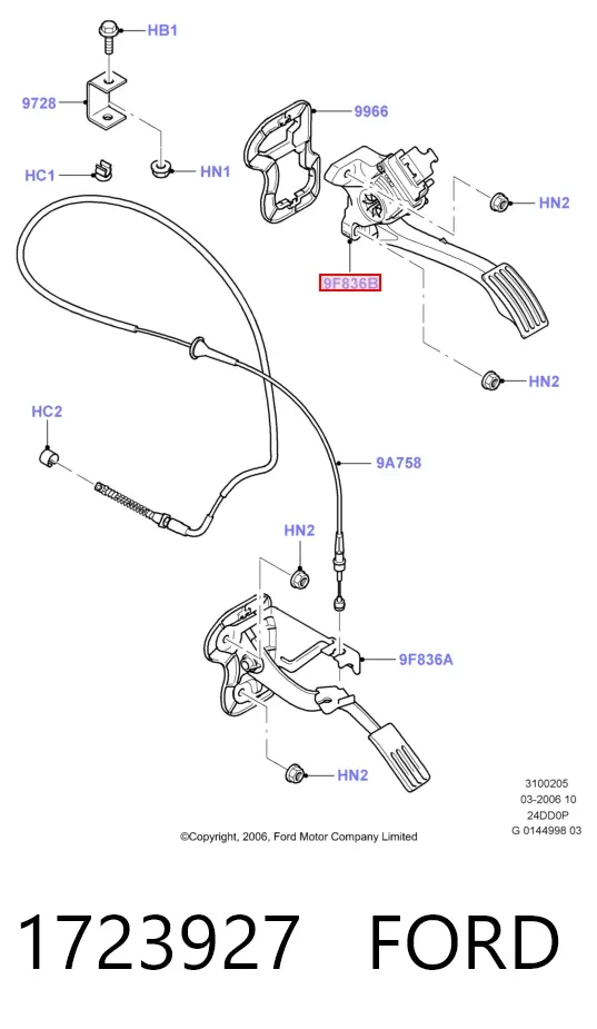 Pedal del acelerador 1723927 Ford