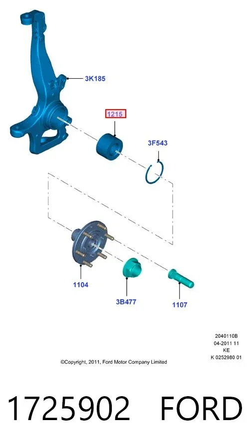 Cojinete de rueda delantero 1725902 Ford