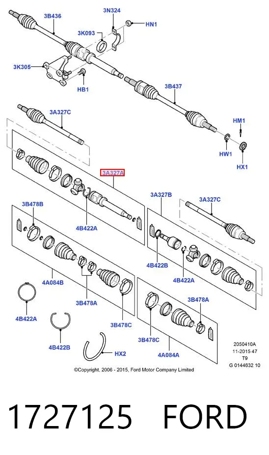 Junta homocinética interna delantera derecha 1727125 Ford