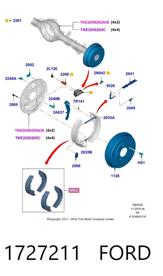 Zapatas de freno 1727211 Ford