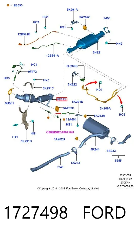 Catalizador 1727498 Ford