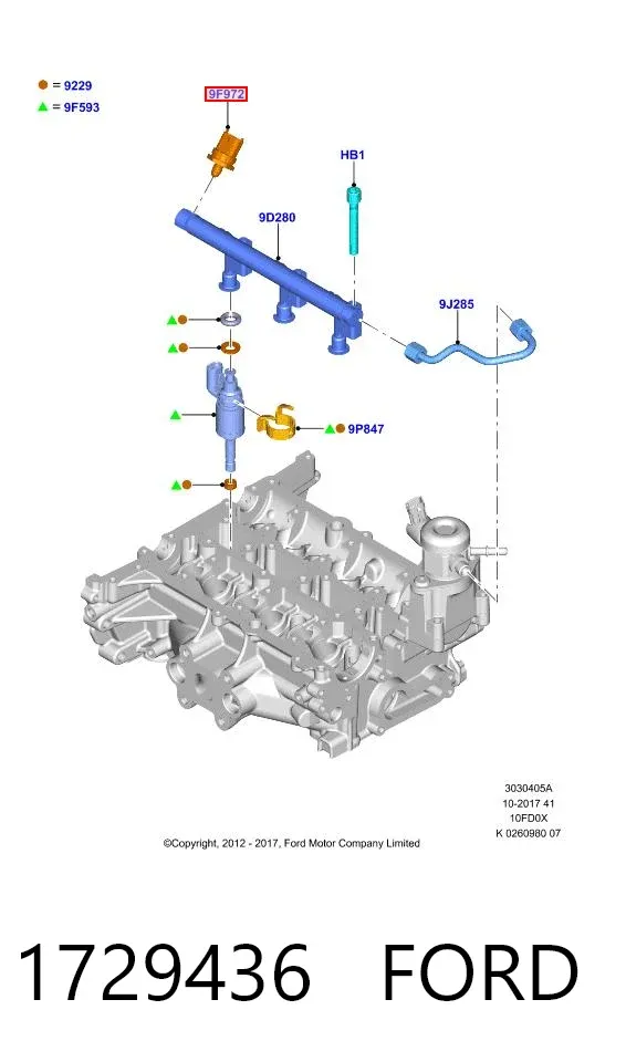 Sensor de presión de combustible 1729436 Ford
