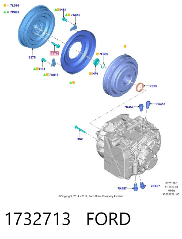 Perno de volante de inercia 1732713 Ford