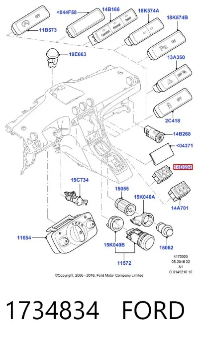 Botón de encendido de calefacción del asiento FORD 1734834