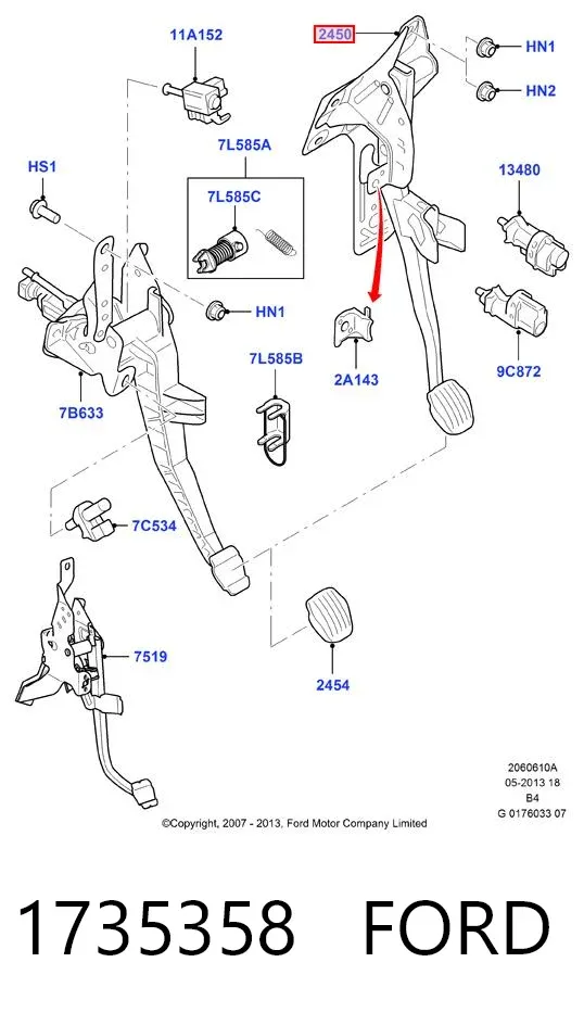 Pedal de freno 1735358 Ford
