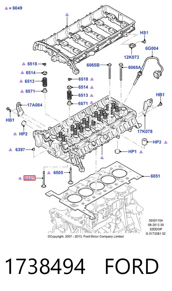 Válvulas de admisión 1738494 Ford