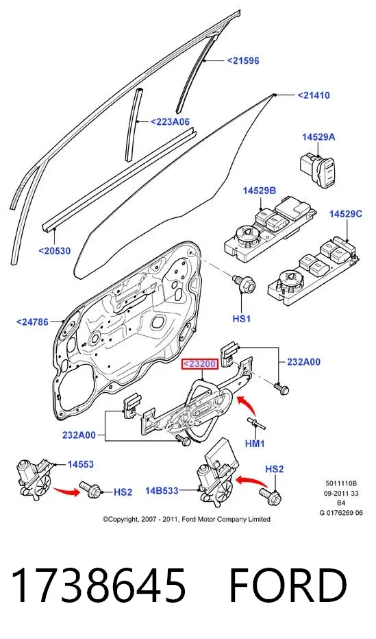 Mecanismo de elevalunas delantero izquierdo 1738645 Ford