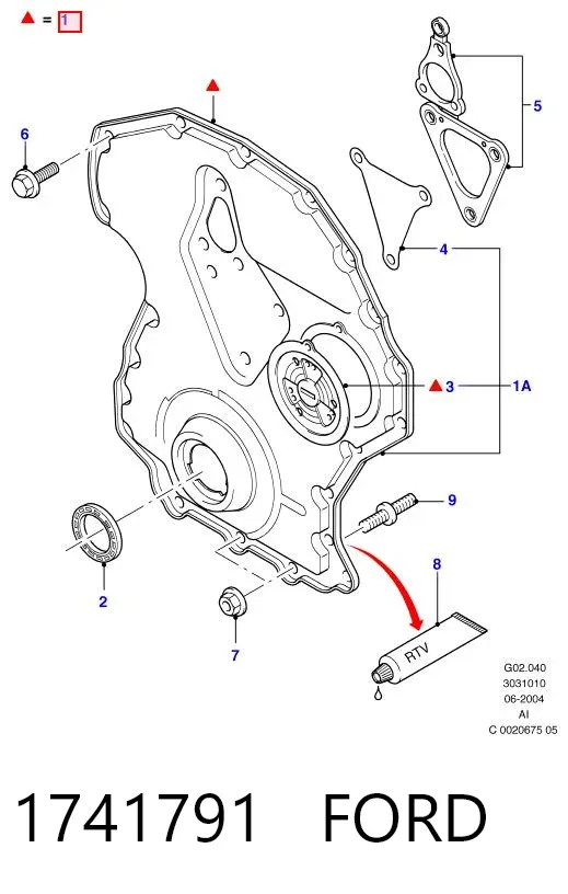 Tapa delantera del motor 1741791 Ford
