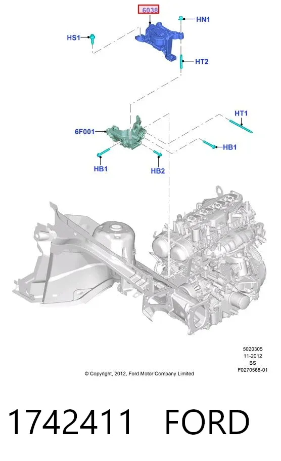 Soporte de motor derecho 1742411 Ford