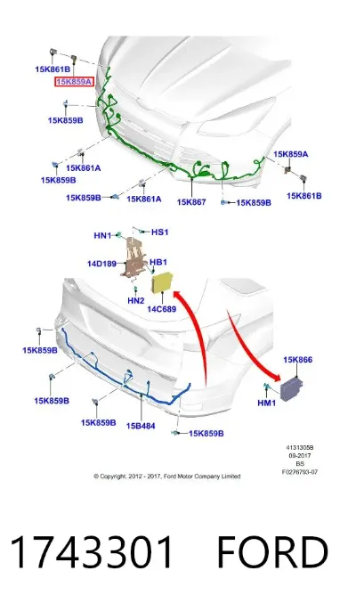 Sensor de aparcamiento delantero lateral FORD 1743301