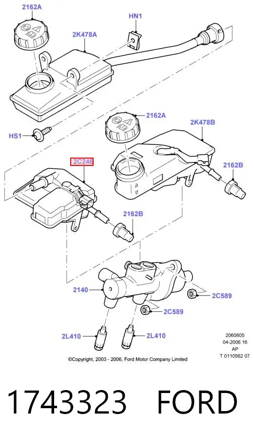 Depósito de líquido de frenos 1743323 Ford