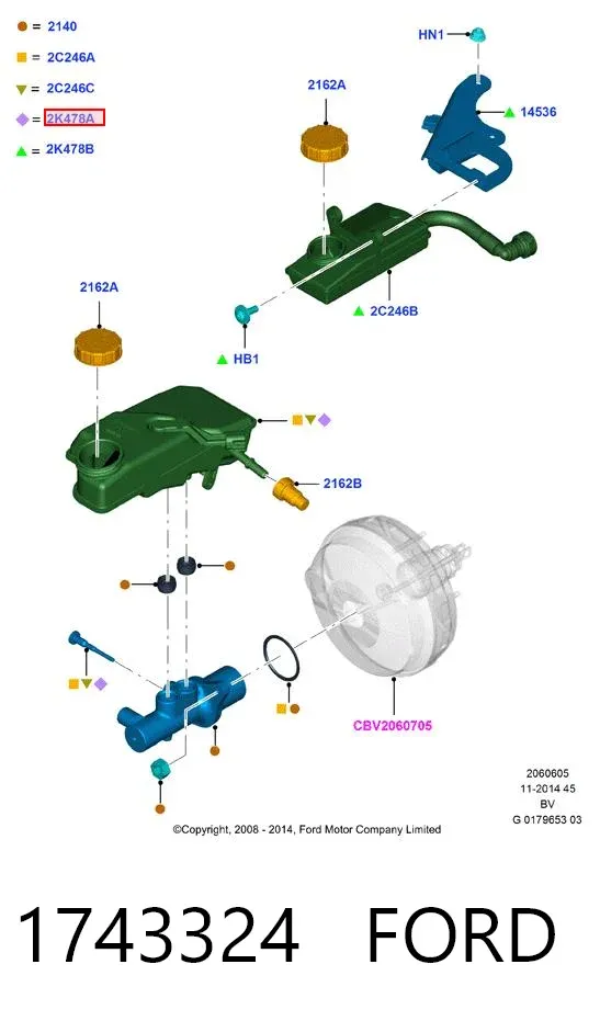 Depósito de líquido de frenos 1743324 Ford