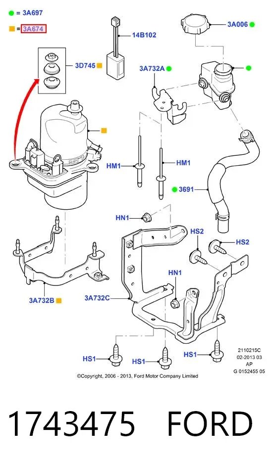 Bomba de dirección 1743475 Ford