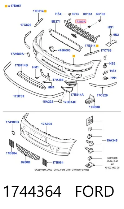 Parrilla del radiador FORD 1744364