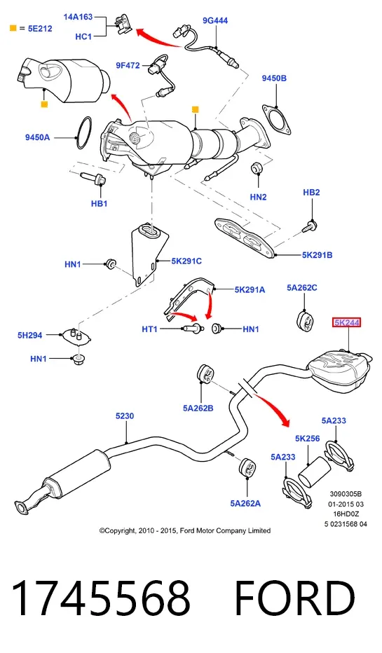 Silenciador trasero 1745568 Ford