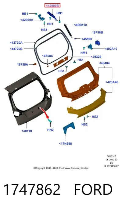 Bisagra de puerta trasera FORD 1747862