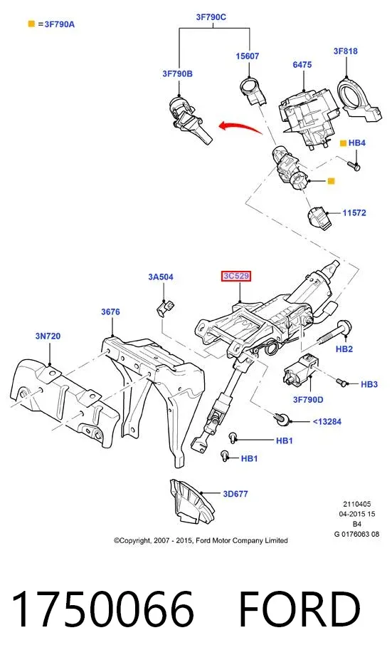Columna dirección 1750066 Ford