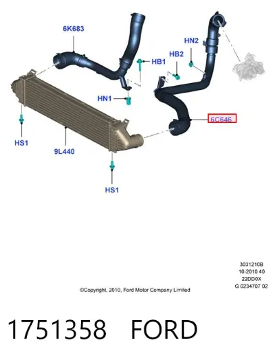 Tubo de salida de aire del turbocompresor FORD 1751358