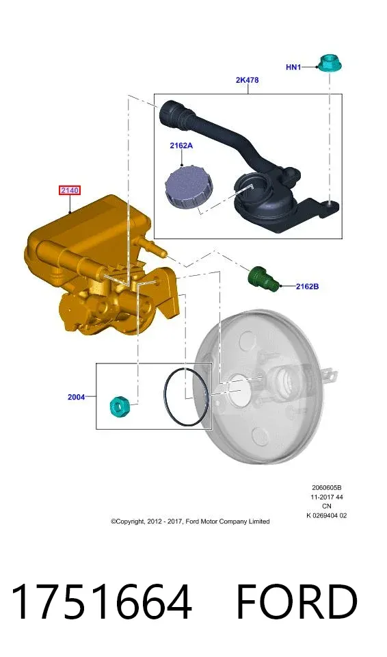 Cilindro maestro de frenos 1751664 Ford
