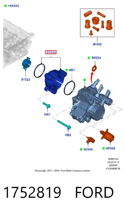 Tapa de la bomba de combustible FORD 1752819